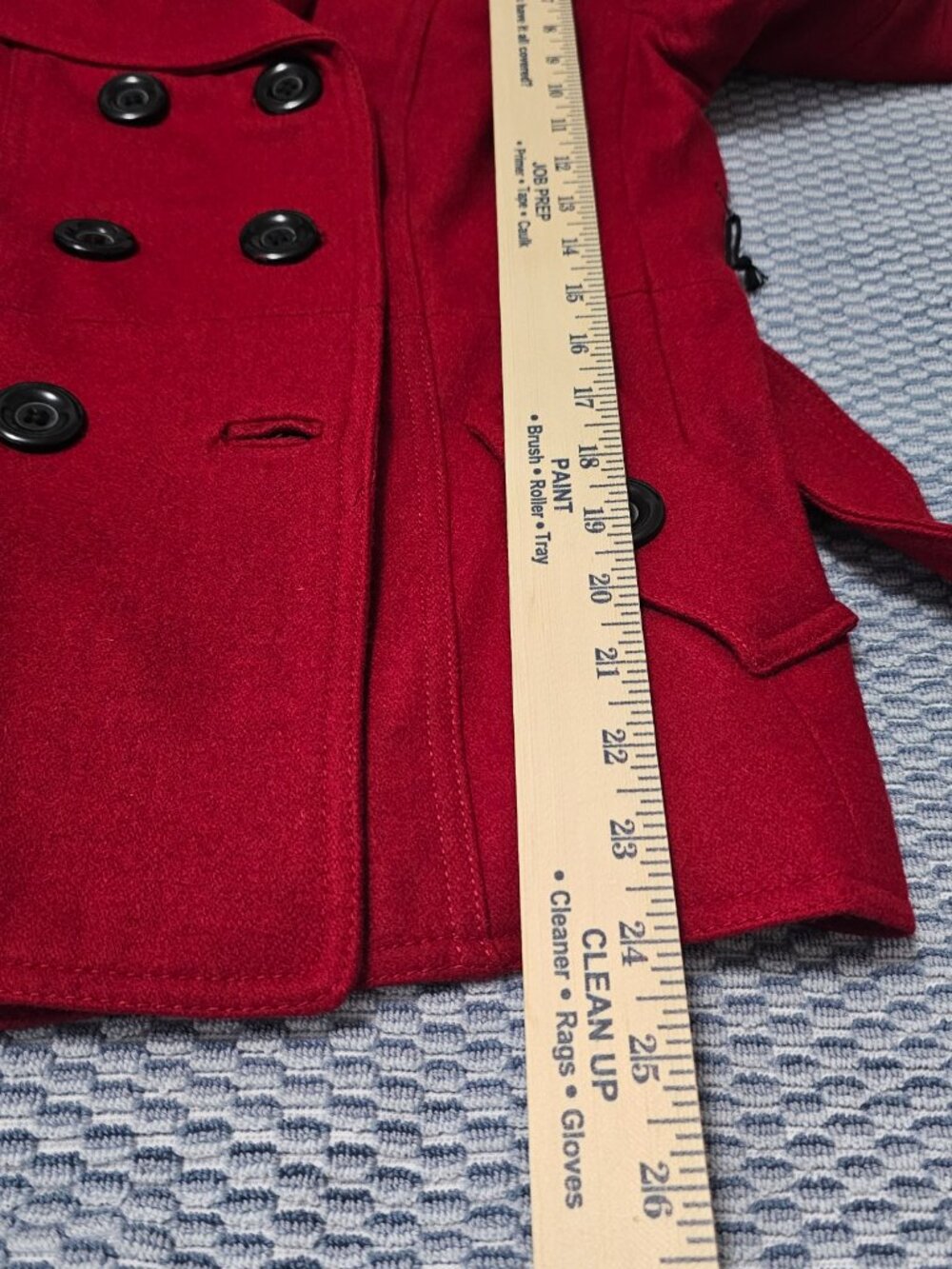Forever 21 Women's Vibrant Red Double-Breasted Pea Coat Size Medium Fits Small - Picture 6 of 6
